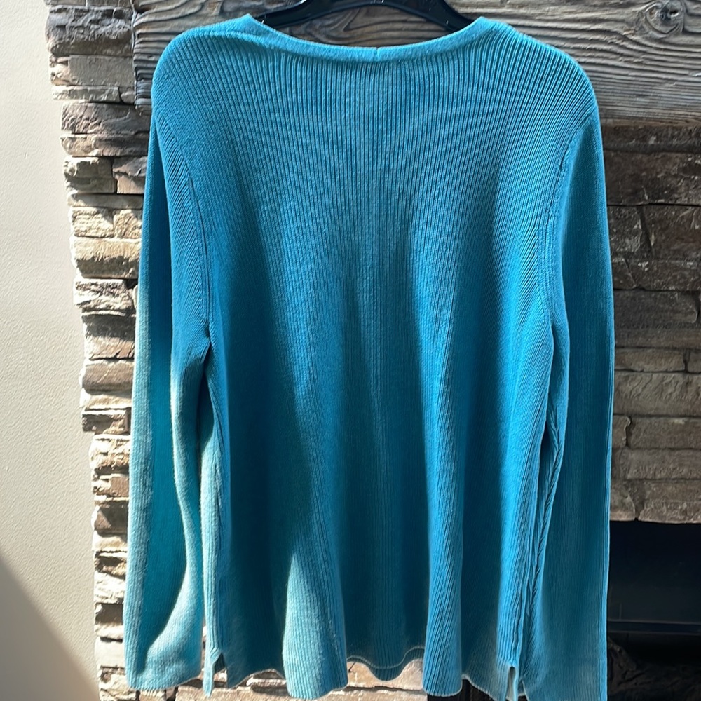 J.Jill blue knit v neck sweater Medium - Picture 6 of 10